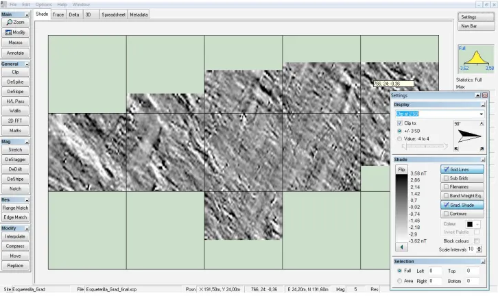 Figure 5.10Figure 5.10. Screenshot of the ArcheoSurveyor version 2200 (DW Consulting) during the Figure 5.10Figure 5.10processing of the Peruvian test site Estequerilla (west of Palpa)