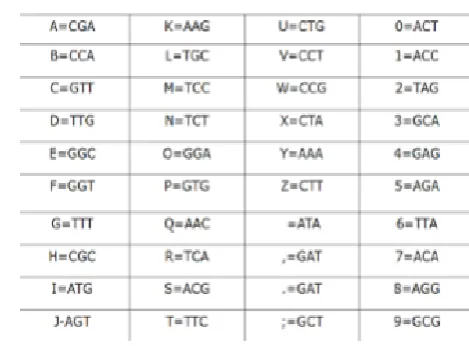 Fig -2: Triplets for DNA coding 