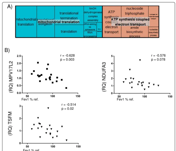 Fig. 5 Analysis of 60 genes with concordance between the yellow meta-analysis module and brown consensus module and association with FEV 1