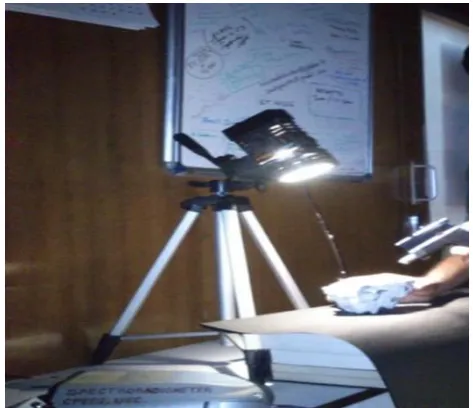 Fig 1 Measuring spectral reflectance of the concrete samples in the laboratory 
