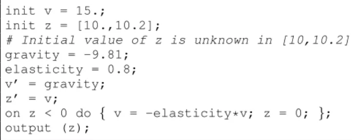 Figure 6: ODE implementation of the bouncing ball.