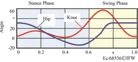 Figure 3. Pattern of movement. (a) Curve of the knee angle; (b) Curve of the hip angle