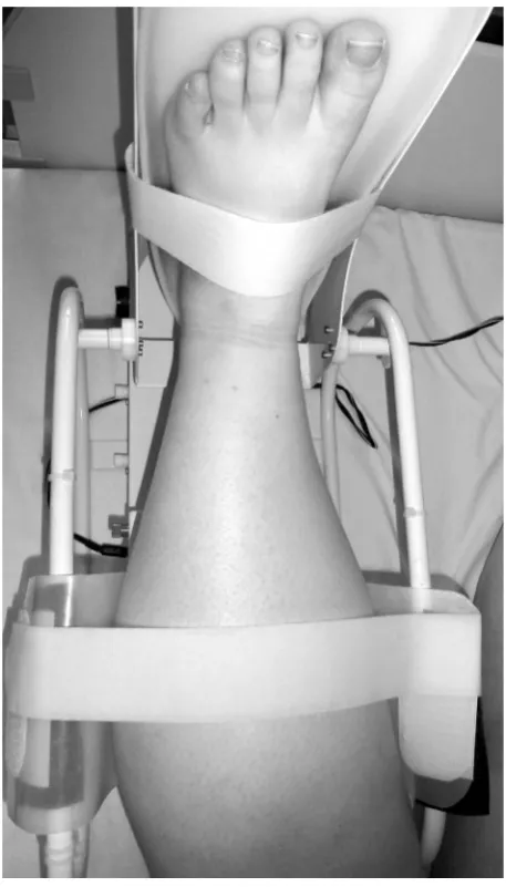 Figure 4. The goniometer. Measurement of the passive range of plantar and dorsiflexion