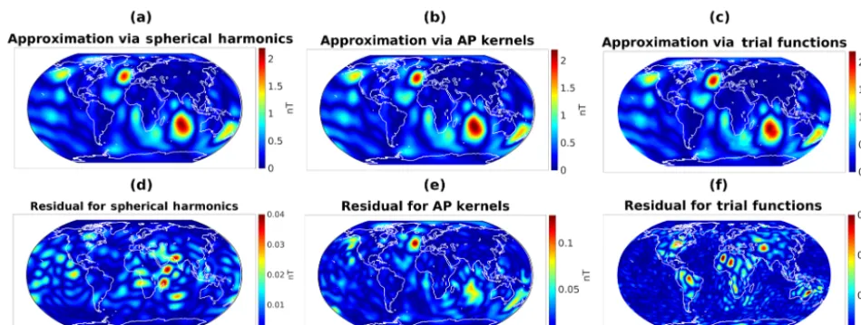 Figure 5. Absolute value of the radial part of the tidal model BCM5ocas well as the forward model BX3DGocat an altitude of 300 km above theEarth’s surface.