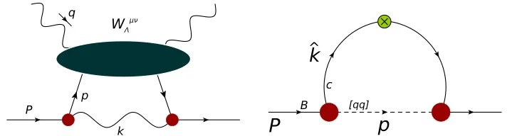 Figure 1. Diagrams relevant for the dominant contribution to the charm structure function in the MBM ofRef