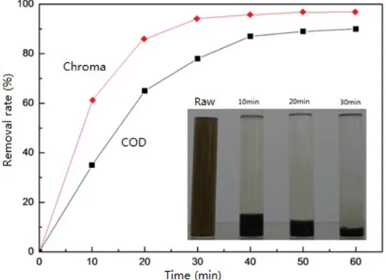 Figure 3. Effect of treatment of washing and dying wastewater with nano flocculant. 