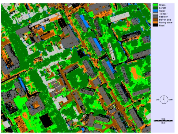 Figure 3. Land cover map of Szekesfehervar based on Maximum Likelihood method (fragment)