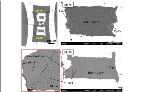 Fig. 3 Backscattered electron images for the samples recovered from high pressure and high temperature (Run No