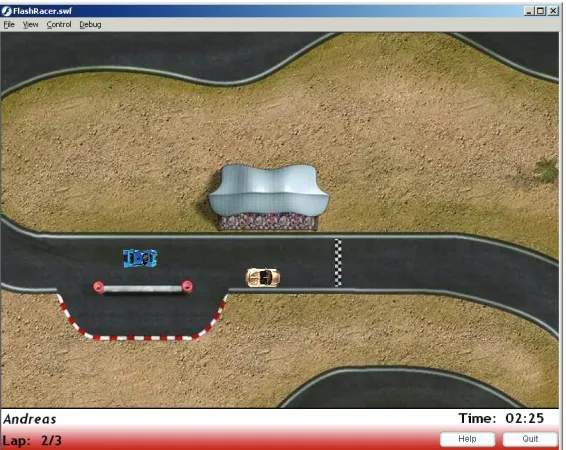 Figure 3.7: Screenshot from the example Racing Game application.