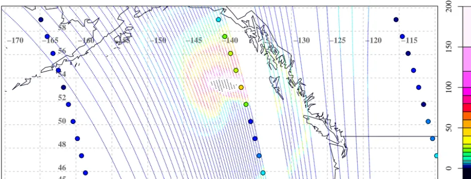 Figure 14. MLS (circles) and OMI (dots) column SO2 in Dobson units for part of an orbit on 11 August 2008