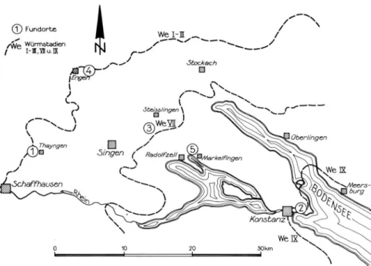 Abb. 1: Lage der Fundorte im westlichen Rheingletschergebiet 