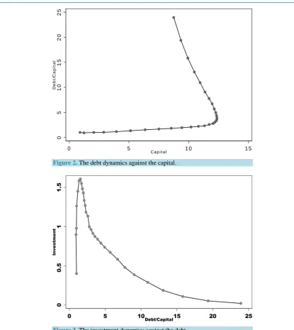 Figure 2. The debt dynamics against the capital. 