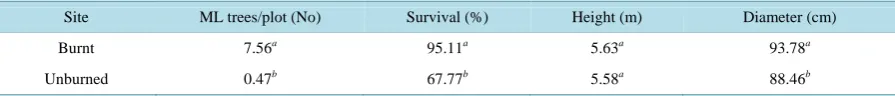 Table 1.  ANOVA summary on 24-month growth characteristics of A. mangium and A. auriculiformis