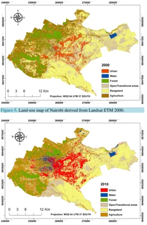 Figure 5. Land-use map of Nairobi derived from Landsat ETM 2000.           