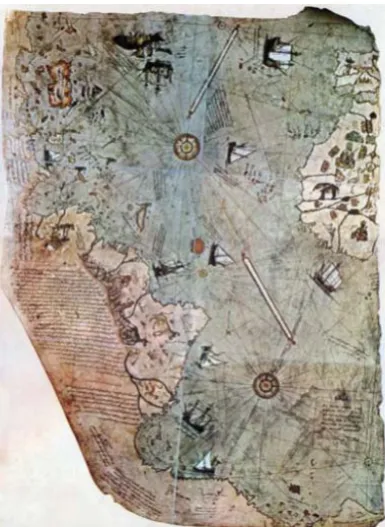 Figure 4. Fragment of the Piri Reis map, drawn in 1513 (source: [5]).