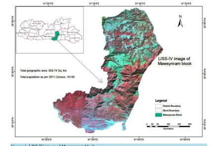 Figure 1. LISS IV image of Mawsynram block.                                                   