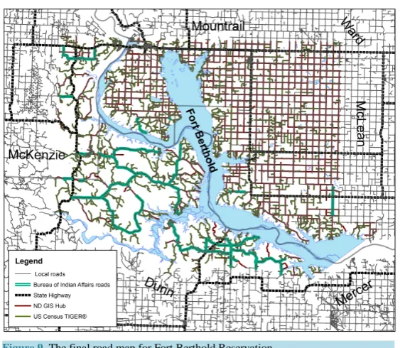 Figure 9.  The final road map for Fort Berthold Reservation.                      