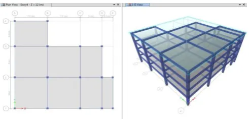 Fig 4 plan and 3-d view of irregular model 2  