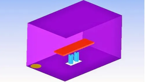 Fig 3.1.1 Geometry model of star nozzle with test plate in Ansys  