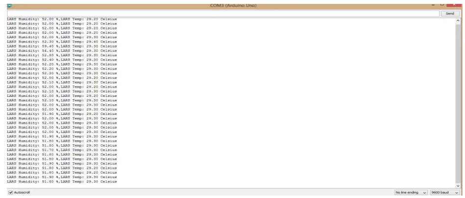 Fig 3.0 Arduino Result  