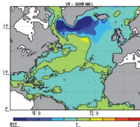 Figure 7. (a) 1948–2009 mean barotropic stream function and(b) AMO regressed onto barotropic stream function anoma-lies