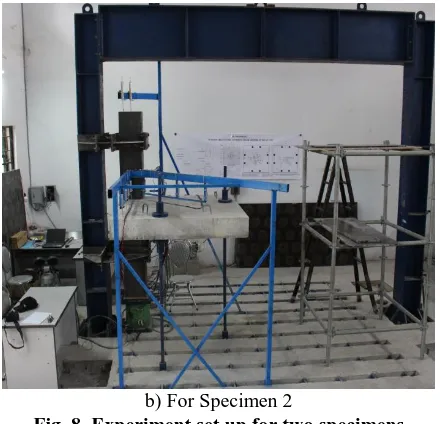 Fig. 8. Experiment set up for two specimens b) For Specimen 2 The slabs are anchored by anchor bars (diameter of 36mm) 