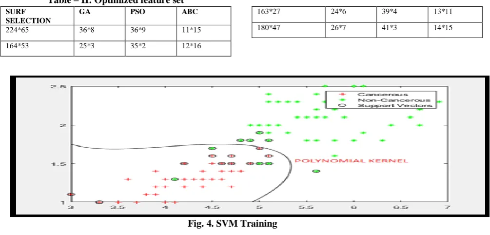 Table – II: Optimized feature setGA PSO ABC 