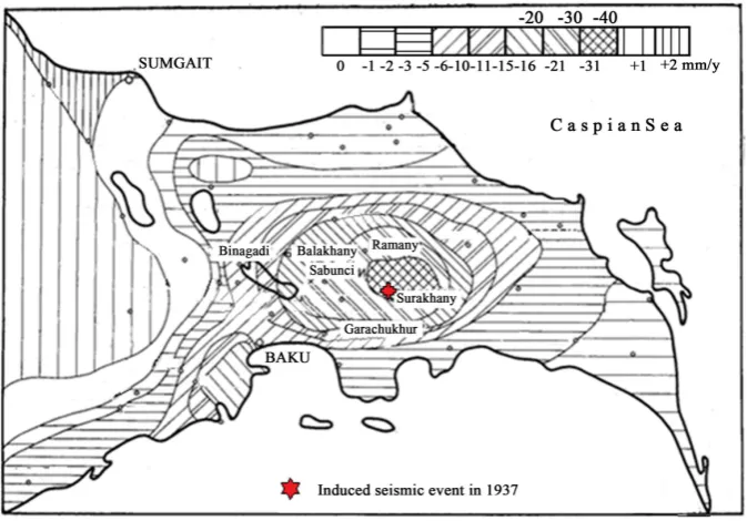 Table 1. Land subsidence at some fields of the Absheron peninsular.                                          