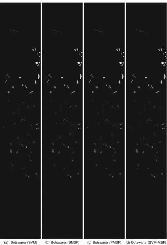 Fig. 10 Visual comparison of the classification results given by SVM, SMSF, and SVM-MSF.