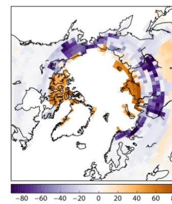 Figure 10. Difference between soil carbon density in the NorthernHemisphere between 1875 and 5250 CE under continued RCP 4.5forcing