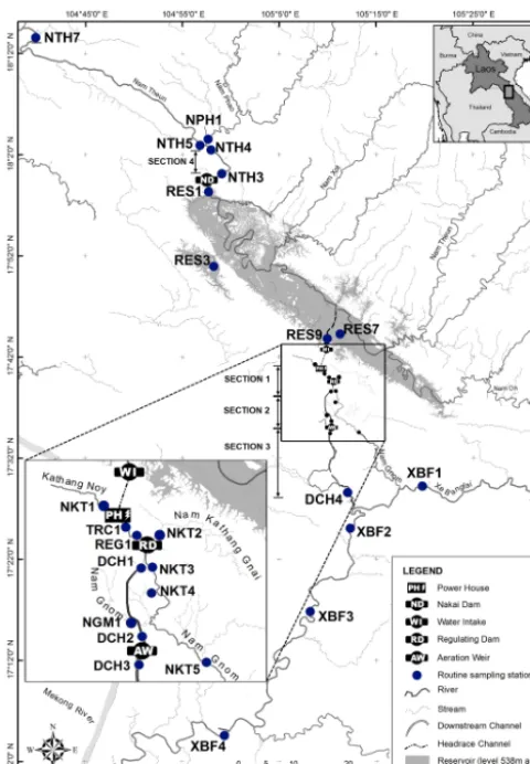 Figure 1. Map of the Nam Theun 2 Hydroelectric Reservoir (LaoPeople’s Democratic Republic).