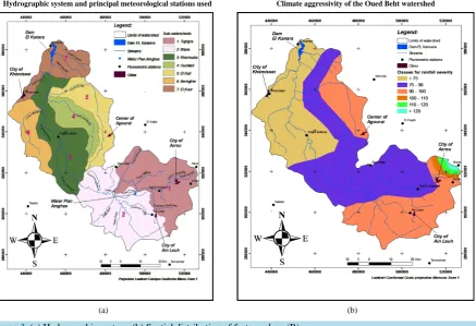 Figure 3. (a) Hydrographic system; (b) Spatial distribution of factor values (R).                                     