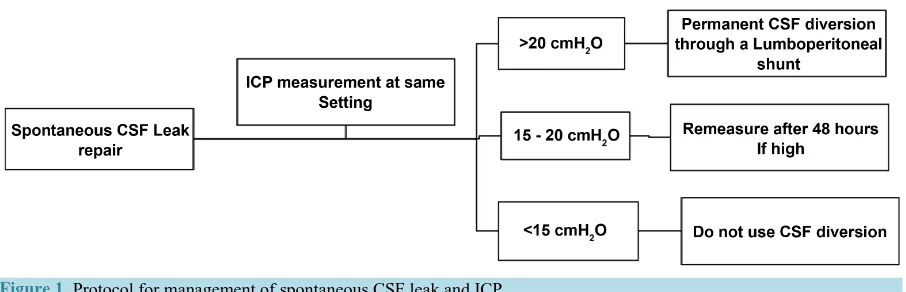 Figure 1. Protocol for management of spontaneous CSF leak and ICP.                                                     