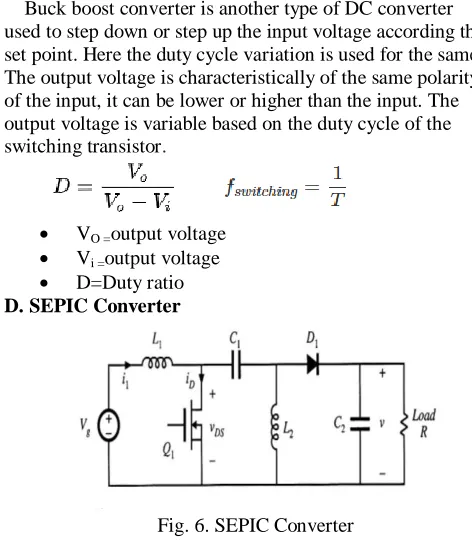 Fig. 6. SEPIC Converter It is similar to boost converter but it provides the output 