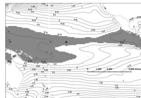 Figure 1. Oxygen isoscape (shaded in gray) showing the area inwhich we would expect our sea turtles to have resided throughoutthe life of the barnacles tested