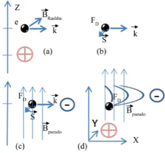 Figure 7. The micro-model of room-temperature superconductivity. (a) The appearance of effective Rashba field BRashba in momentum space while electron’s movement in an electric field directed along Z-axis