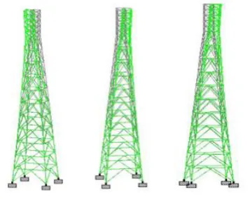 Fig.2. shows the displaced shape of the tower with K-X bracing in zone III, zone IV and zone V