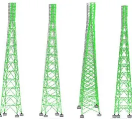 Fig. 9. Displacement due to wind load in K-X, XB-X,  W-X, V-X Bracings  