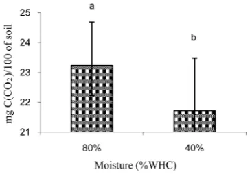 Figure 2. Total amount of respired CO2 (mg C-CO2/100 g of soil) in the different sites