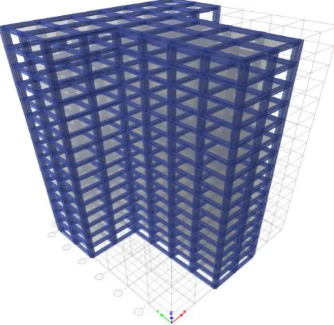 Fig 4 3D View of T shaped  building with flat slab 