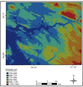 Figure 2. Classified digital elevation model of the study area.                         