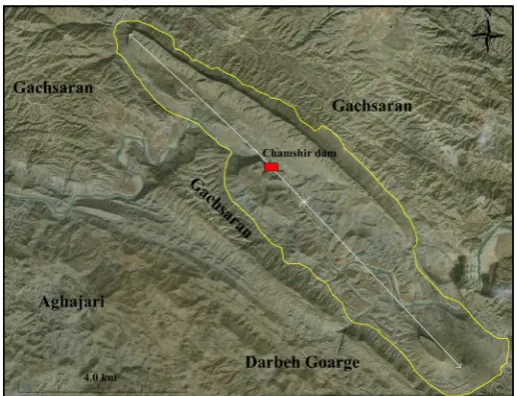 Figure 4. Chamshir syncline and different formations around the dam. 