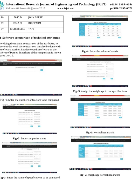 Fig -3: Enter the name of specifications to be compared 