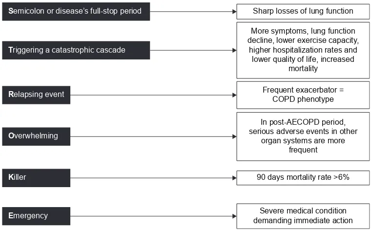 Figure 2 aeCOPD is the “stroke of the lungs”.Abbreviation: aeCOPD, acute exacerbation of chronic obstructive pulmonary disease.