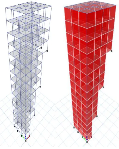 Fig. 5.Infilled Frame With 15% Centre and Corner   Model 3: Inverted vertical irregular frame with ground 