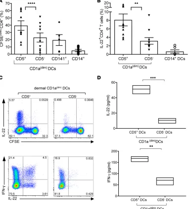 Figure 3. Dermal CD5+naive CD47 days by CFSE dilution using flow cytometry. The graph shows the frequency of the CFSEeither dermal CD1aby the different skin DC subsets ( DCs are superior to dermal CD5– DCs at inducing the proliferation and differentiation 