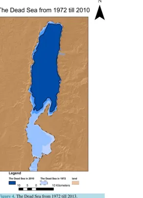 Figure 4. The Dead Sea from 1972 till 2013.                         