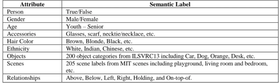 Table 4.1. Information captured for sentence generation 