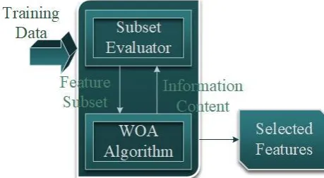 Fig 3.2: Wrapper Approach for Feature Selection The wrapper is a moderate component determination strategy