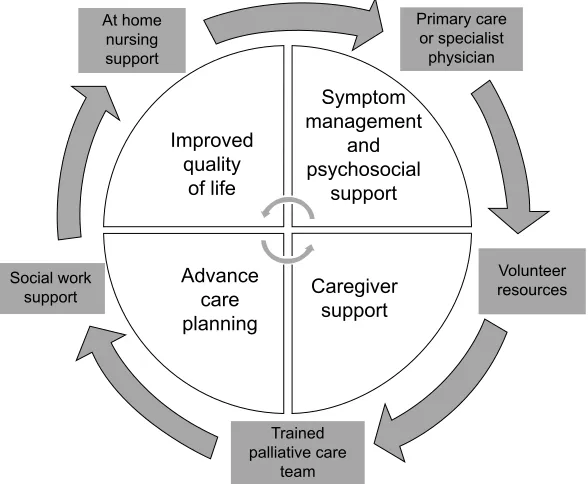 Figure 1 Structure and goals of outpatient palliative care services.